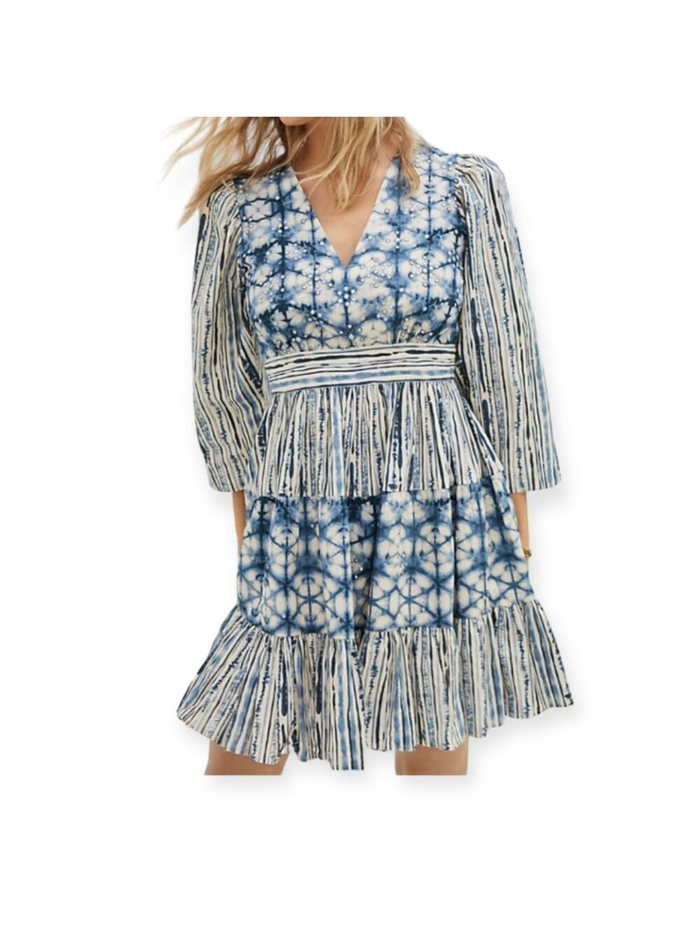 Anthropologie Behati Blue Print Mini Dress size S, NWT